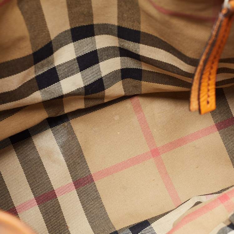 Pre Owned Burberry Brown Leather Top Zip Tote