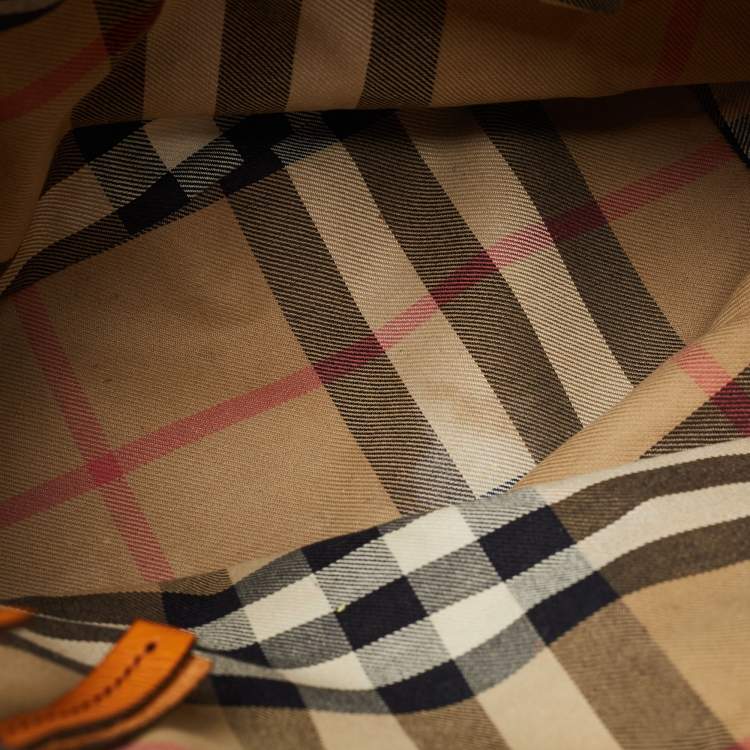 Pre Owned Burberry Brown Leather Top Zip Tote