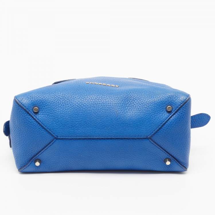 Pre Owned Burberry Blue Pebbled Leather Yorke Satchel