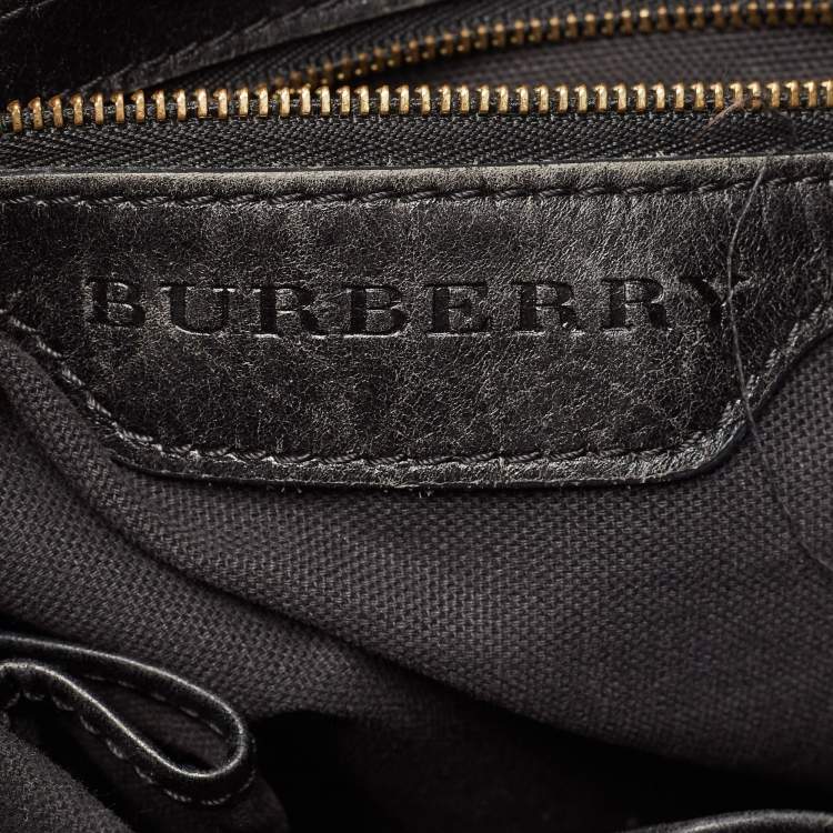 Pre Owned Burberry Black House Check Canvas and Leather Bridle Whipstitch Tote