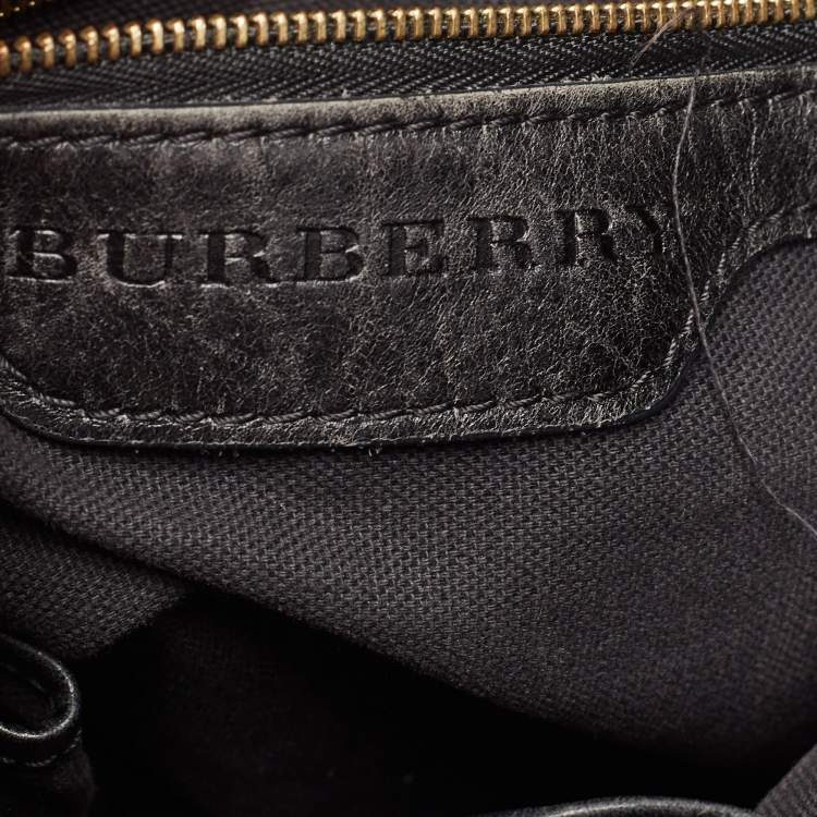 Pre Owned Burberry Black House Check Canvas and Leather Bridle Whipstitch Tote