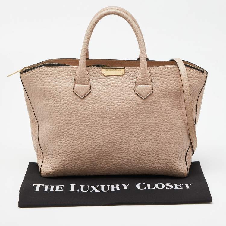 Pre Owned Burberry Beige Leather Medium Dewsbury Tote 