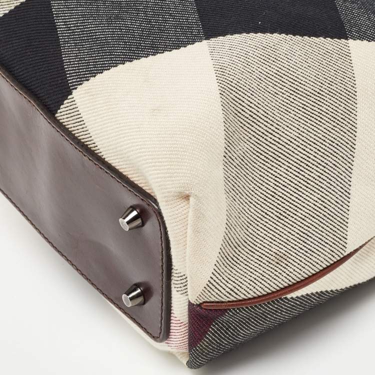 Pre Owned Burberry Multicolor Mega Check Canvas and Leather Tote