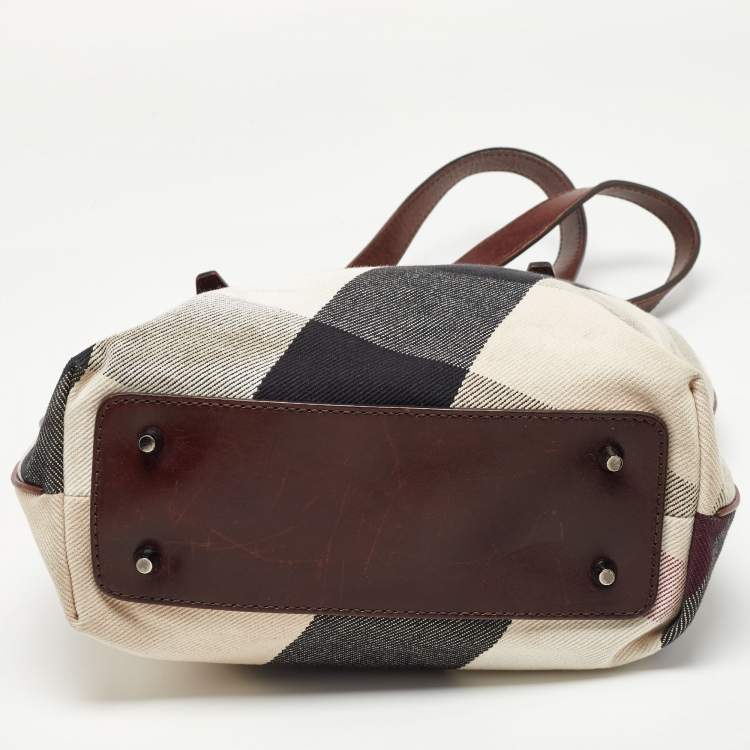 Pre Owned Burberry Multicolor Mega Check Canvas and Leather Tote