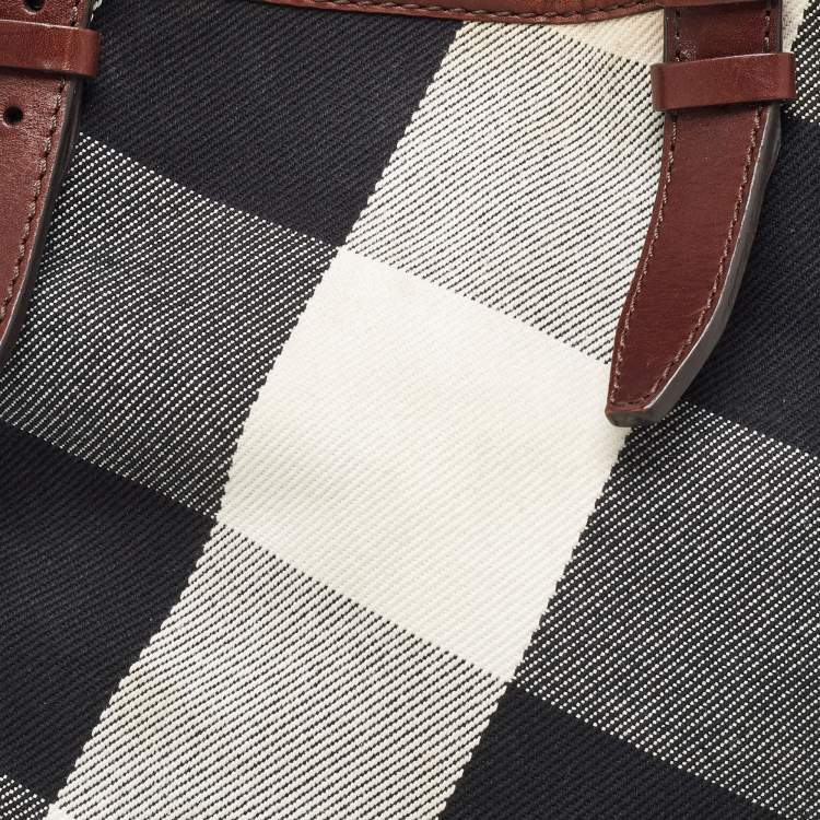 Pre Owned Burberry Multicolor Mega Check Canvas and Leather Tote