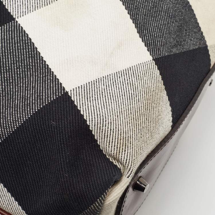 Pre Owned Burberry Multicolor Mega Check Canvas and Leather Tote