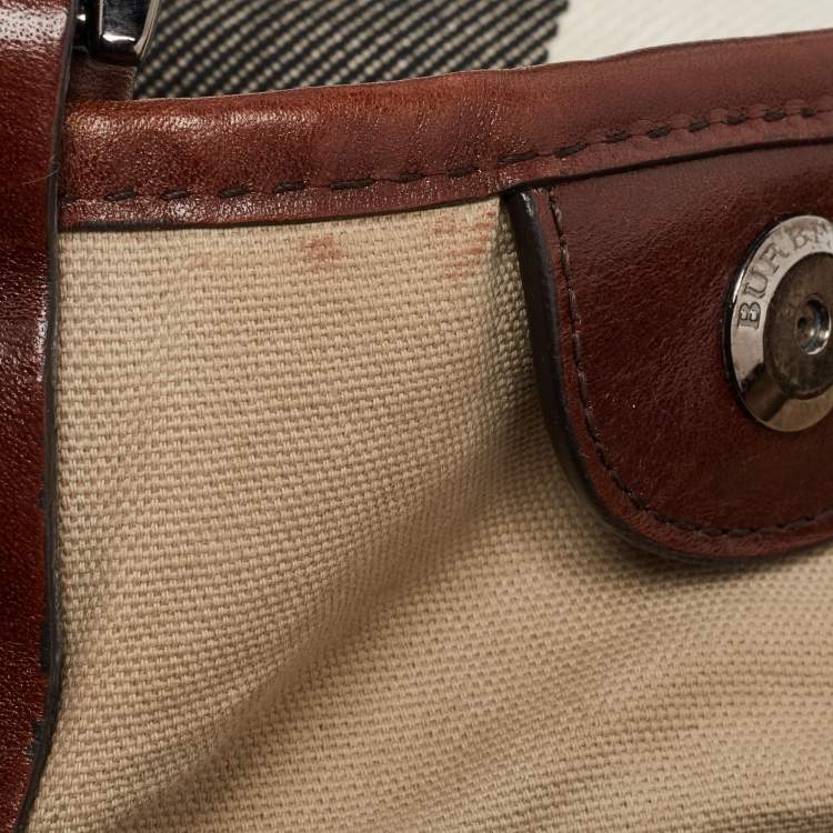 Pre Owned Burberry Multicolor Mega Check Canvas and Leather Tote