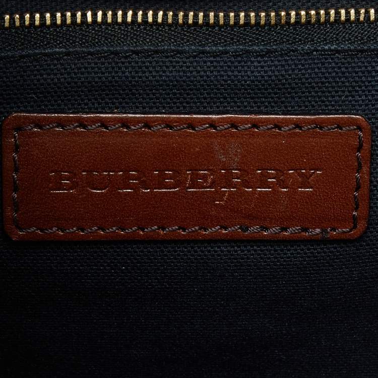 Pre Owned Burberry Brown/Beige House Check Canvas and Leather Abbott Shoulder Bag