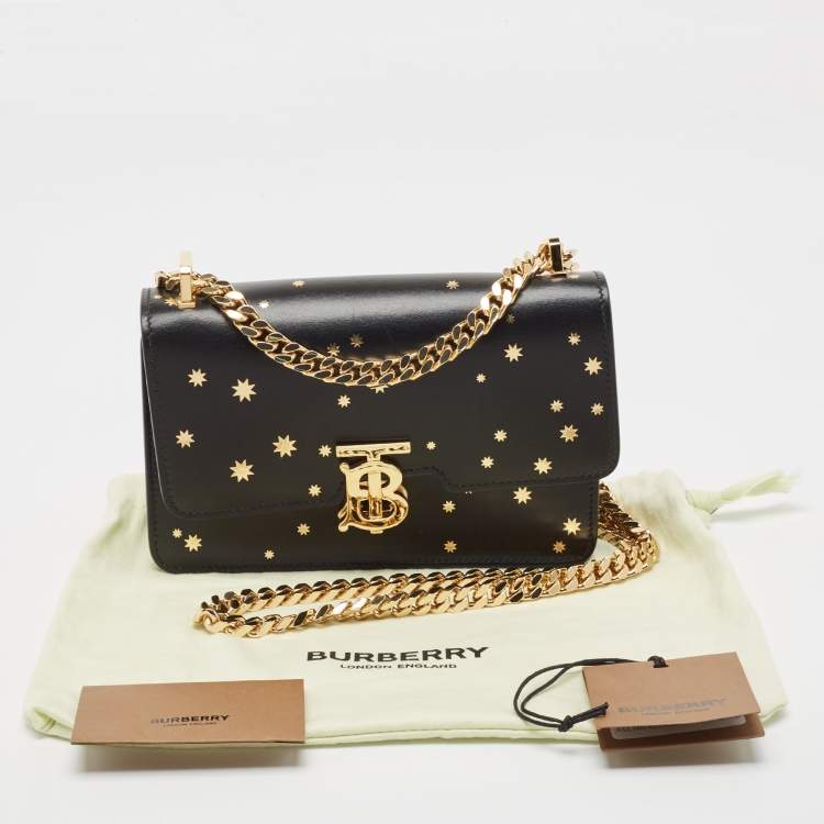 Pre Owned Burberry Black Leather TB Elongated Chain Bag