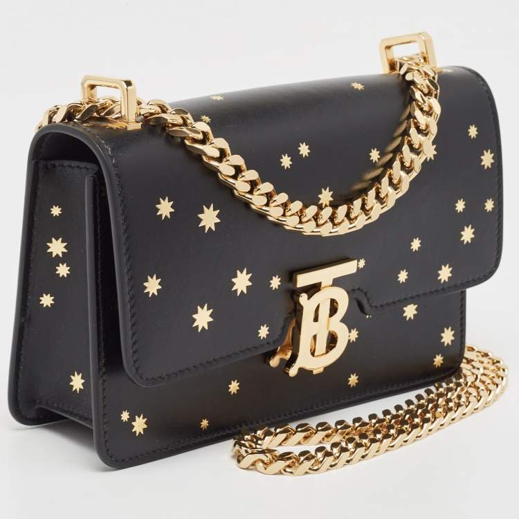 Pre Owned Burberry Black Leather TB Elongated Chain Bag