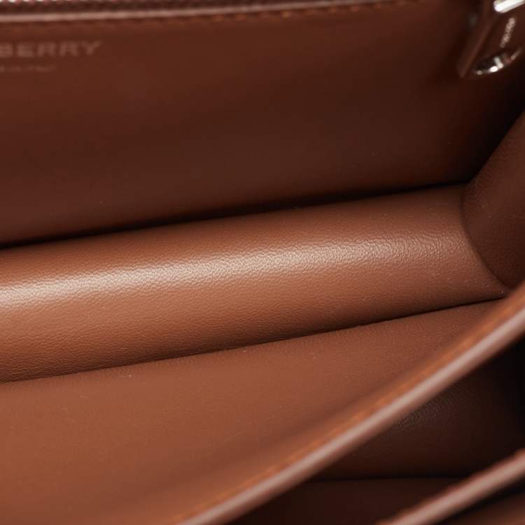 Pre Owned Burberry Brown Leather Small TB Shoulder Bag