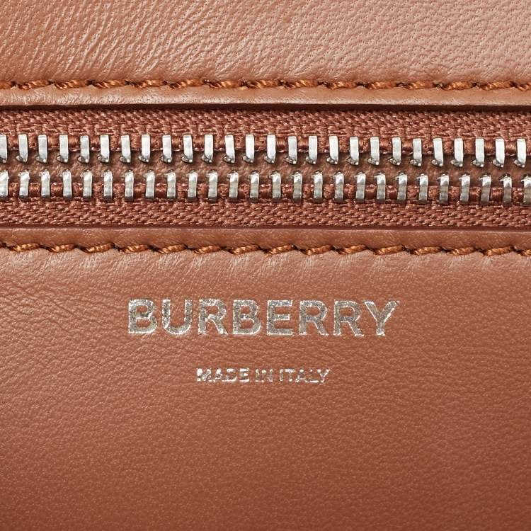 Pre Owned Burberry Brown Leather Small TB Shoulder Bag