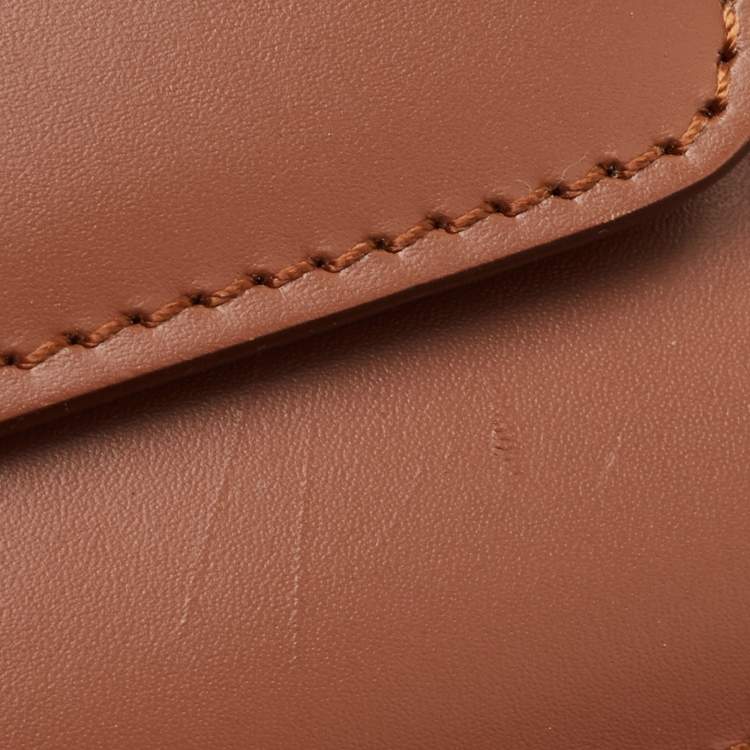 Pre Owned Burberry Brown Leather Small TB Shoulder Bag