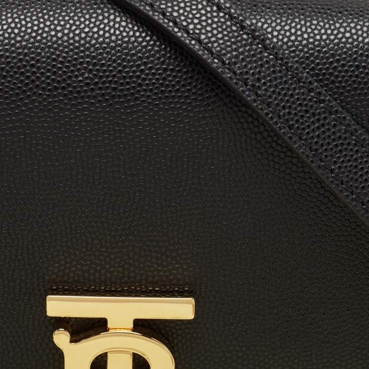 Pre Owned Burberry Black Leather Mini TB Shoulder Bag
