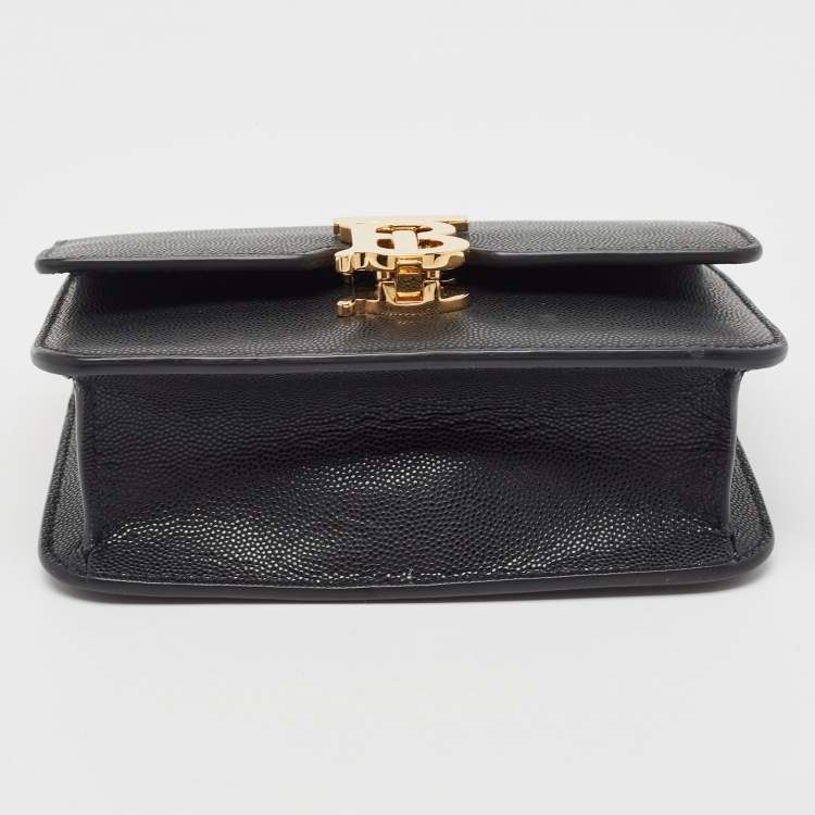 Pre Owned Burberry Black Leather Mini TB Shoulder Bag