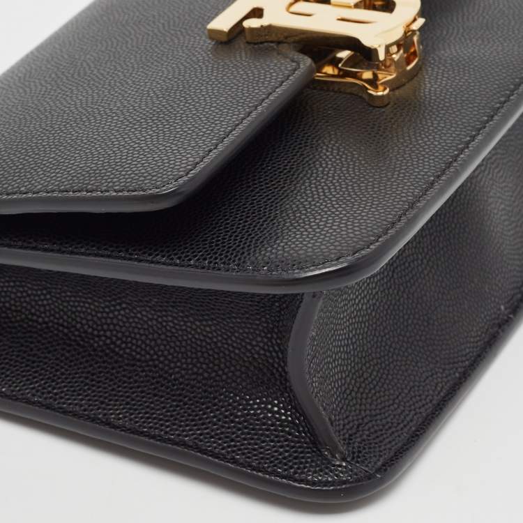 Pre Owned Burberry Black Leather Mini TB Shoulder Bag