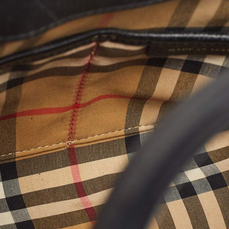 Pre Owned Burberry Black Leather Baby Derby Banner Tote