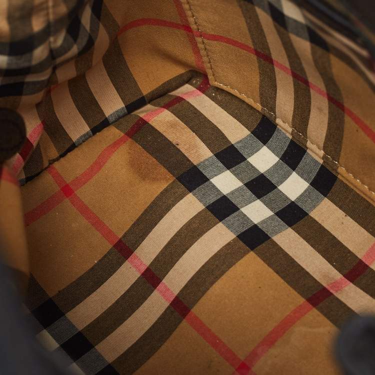 Pre Owned Burberry Black Leather Baby Derby Banner Tote
