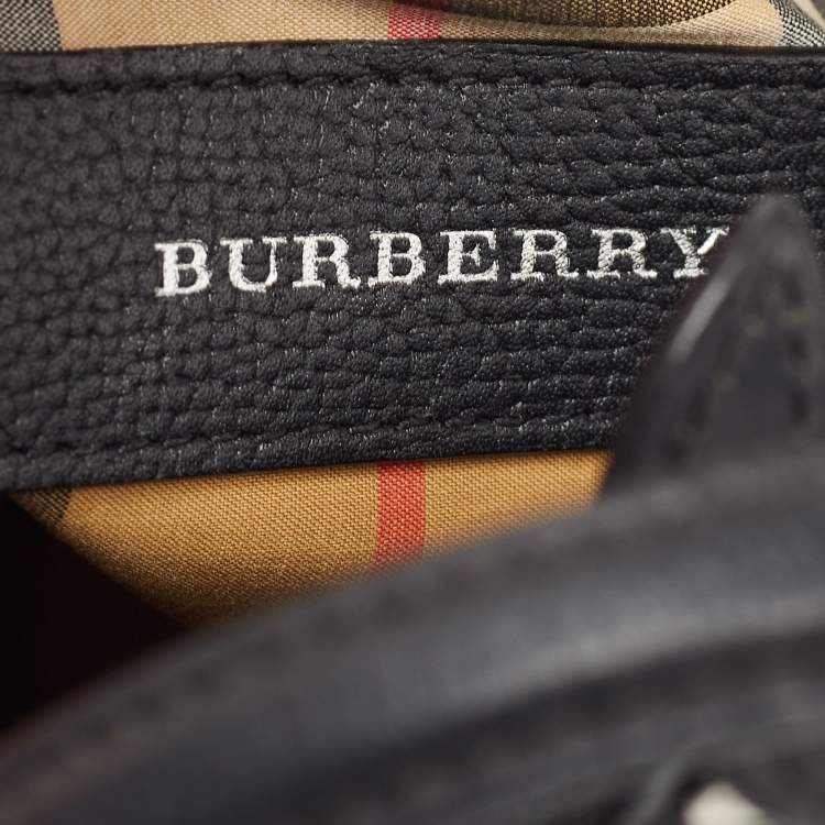 Pre Owned Burberry Black Leather Baby Derby Banner Tote