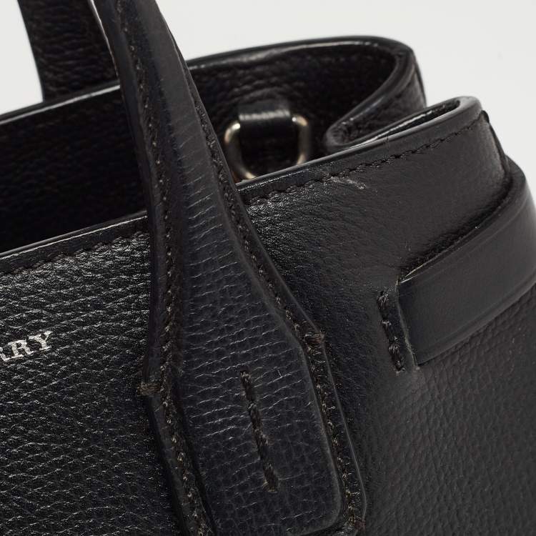 Pre Owned Burberry Black Leather Baby Derby Banner Tote