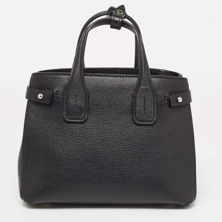 Pre Owned Burberry Black Leather Baby Derby Banner Tote