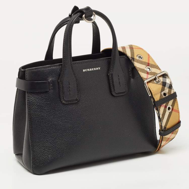 Pre Owned Burberry Black Leather Baby Derby Banner Tote