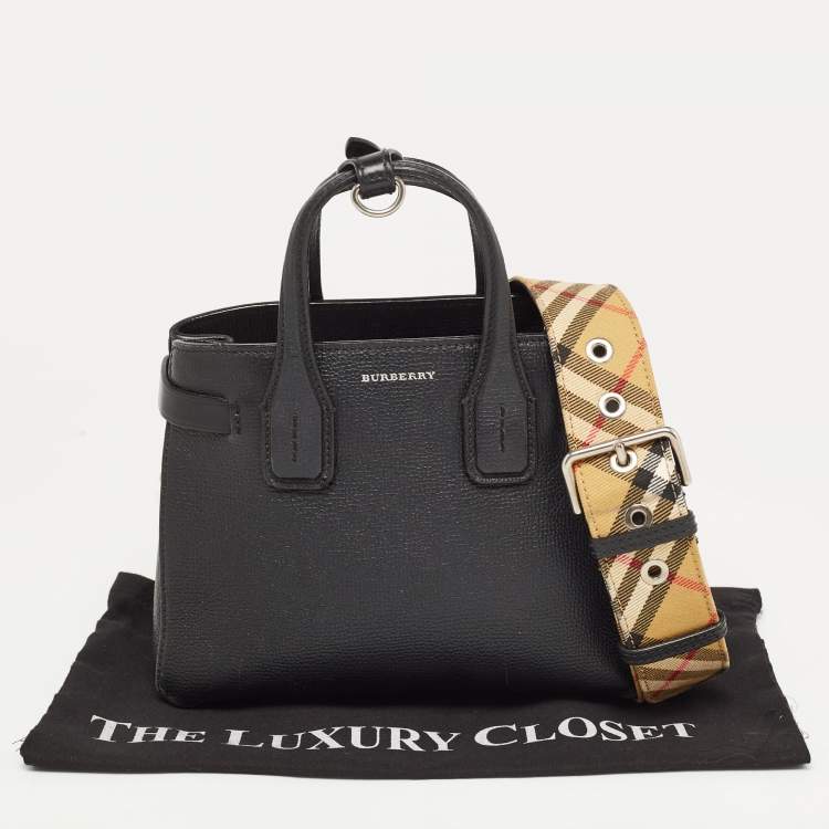 Pre Owned Burberry Black Leather Baby Derby Banner Tote