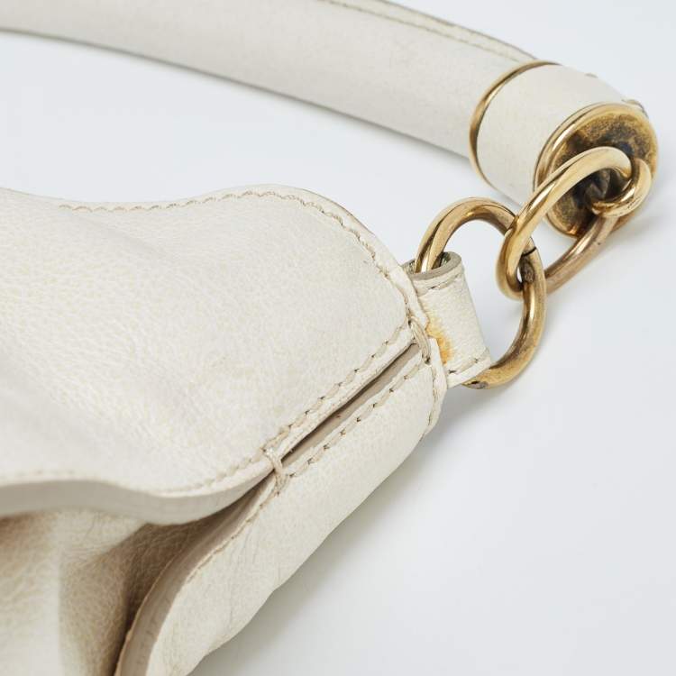 Pre Owned Burberry Off White Leather Creighton Hobo