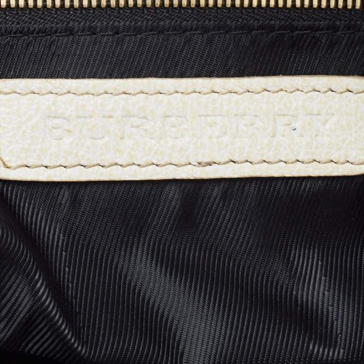 Pre Owned Burberry Off White Leather Creighton Hobo