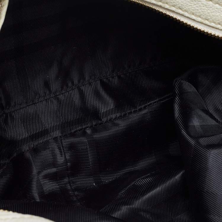 Pre Owned Burberry Off White Leather Creighton Hobo