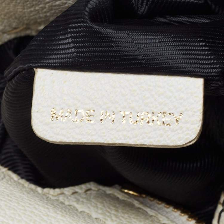 Pre Owned Burberry Off White Leather Creighton Hobo