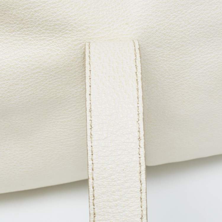 Pre Owned Burberry Off White Leather Creighton Hobo