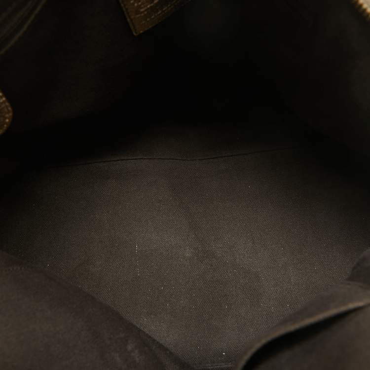 Pre Owned Burberry Gold/Beige Haymarket Check Coated Canvas and Leather Thornley Satchel