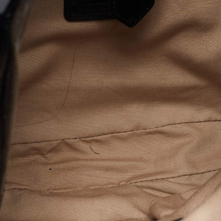 Pre Owned Burberry Beige/Black Nova Check PVC and Patent Leather Brooke Hobo