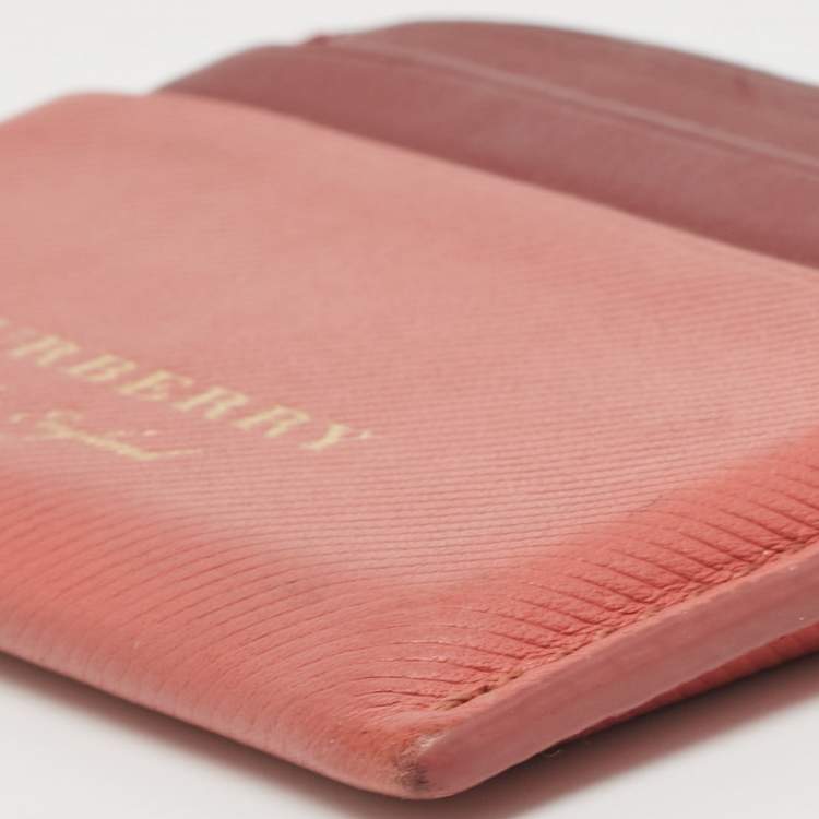 Pre Owned Burberry Burgundy/Light Red Leather Card Holder