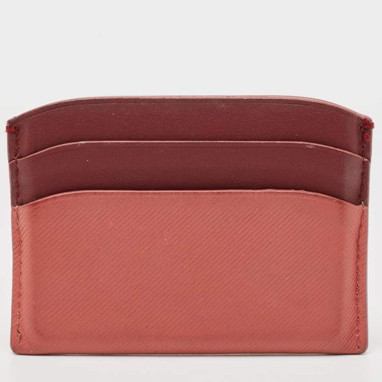 Pre Owned Burberry Burgundy/Light Red Leather Card Holder