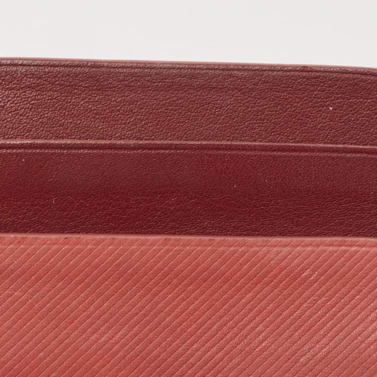 Pre Owned Burberry Burgundy/Light Red Leather Card Holder