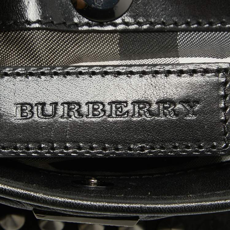 Pre Owned Burberry Black Studded Leather Edenham Crossbody Bag