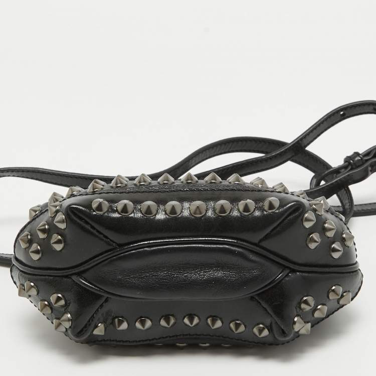 Pre Owned Burberry Black Studded Leather Edenham Crossbody Bag