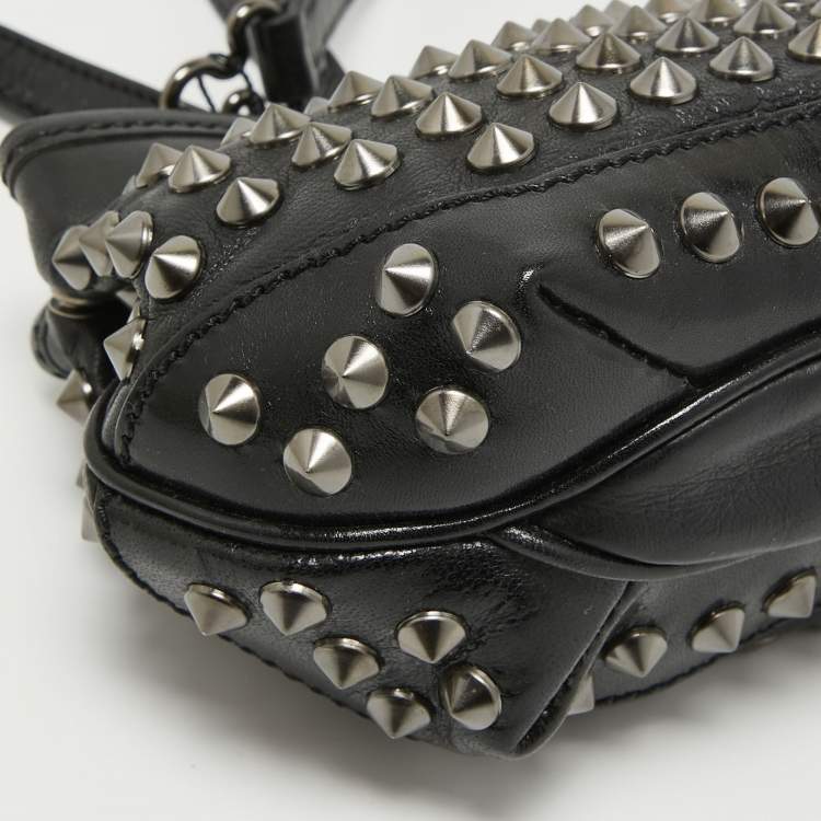 Pre Owned Burberry Black Studded Leather Edenham Crossbody Bag