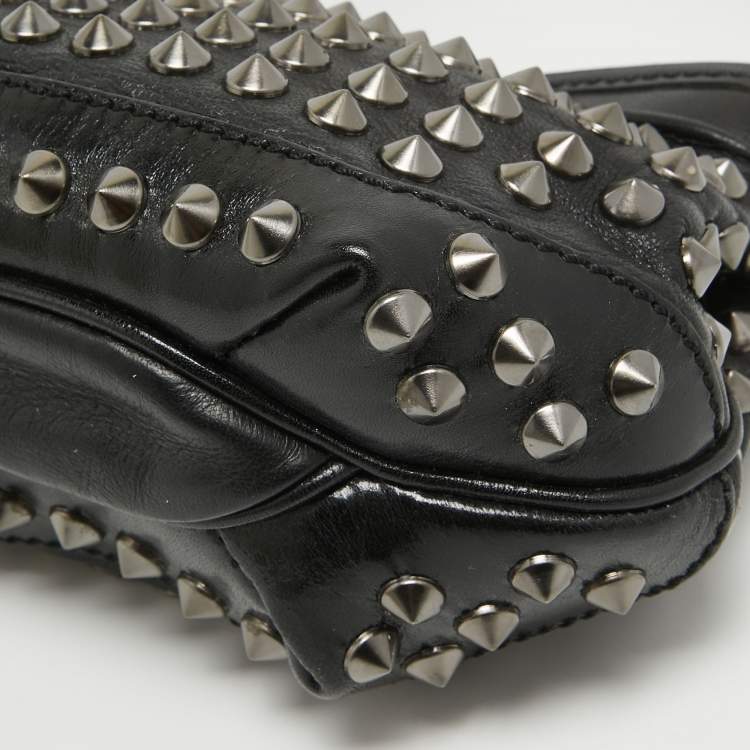 Pre Owned Burberry Black Studded Leather Edenham Crossbody Bag