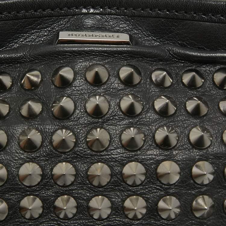 Pre Owned Burberry Black Studded Leather Edenham Crossbody Bag