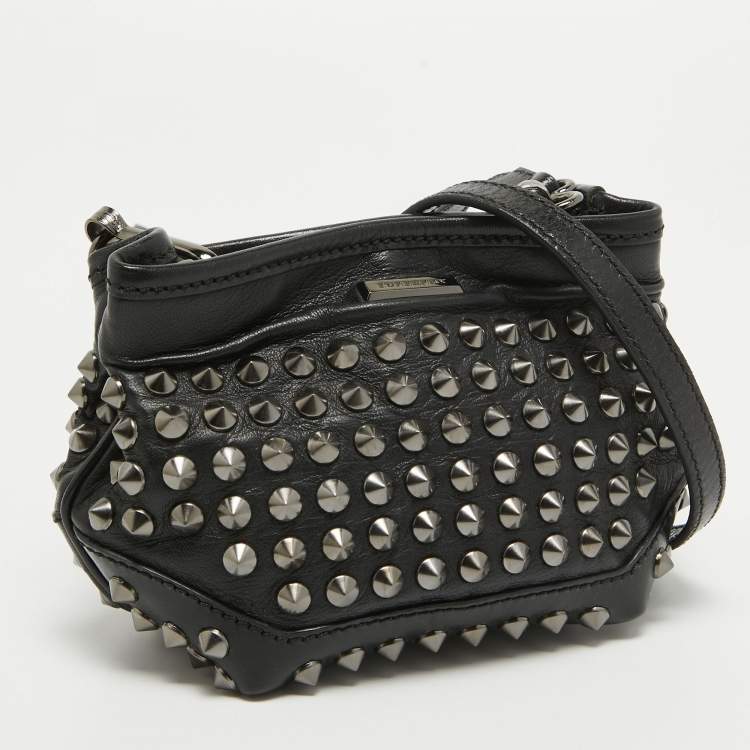 Pre Owned Burberry Black Studded Leather Edenham Crossbody Bag