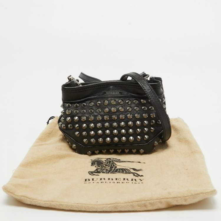 Pre Owned Burberry Black Studded Leather Edenham Crossbody Bag