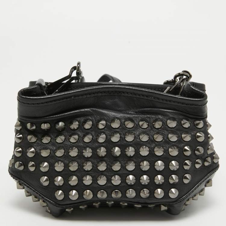 Pre Owned Burberry Black Studded Leather Edenham Crossbody Bag