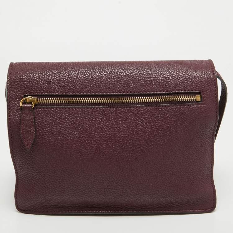 Pre Owned Burberry Burgundy House Check Canvas and Leather Macken Crossbody Bag