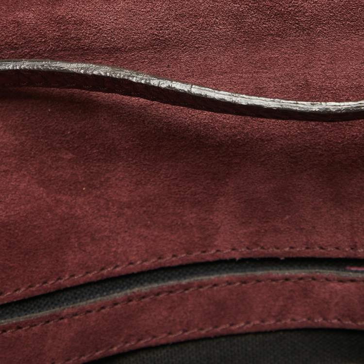 Pre Owned Burberry Burgundy House Check Canvas and Leather Macken Crossbody Bag