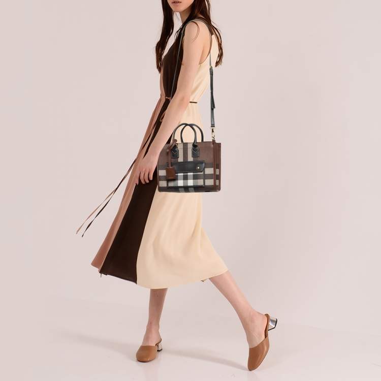 Burberry Brown Black Canvas Check Small Freya Tote Burberry TLC