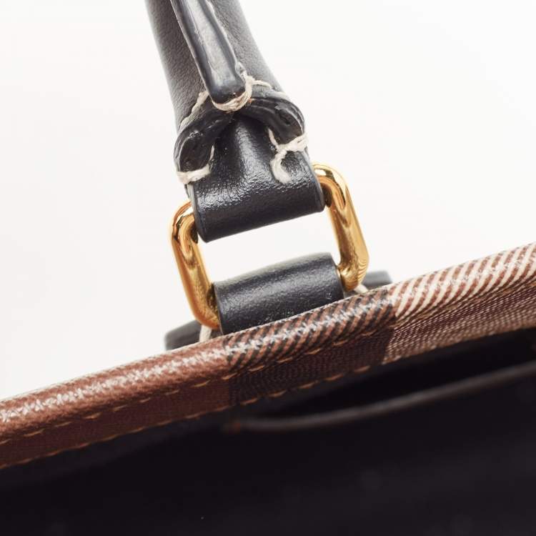 Pre Owned Burberry Brown/Black Canvas Check Small Freya Tote 