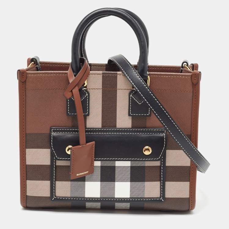 Burberry Brown Black Canvas Check Small Freya Tote Burberry TLC